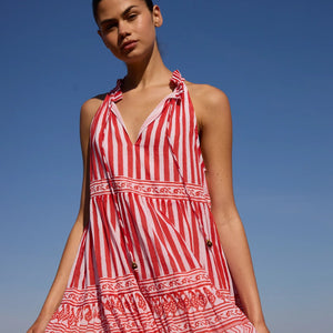 Oliphant Sleeveless Tiered Short - Santorini Red