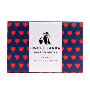 Swole Panda 3 Pack Socks - Hearts