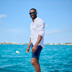 TABS Men's Long Sleeve Linen Shirt - Longtail White