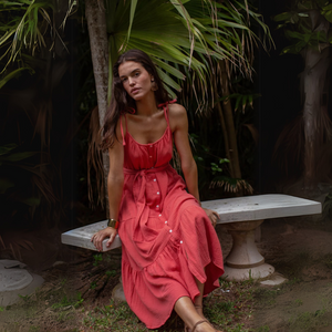 Marea  Siesta Gauze Dress - Guava