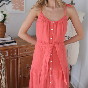 Marea  Siesta Gauze Dress - Guava