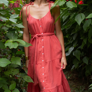 Marea  Siesta Gauze Dress - Guava