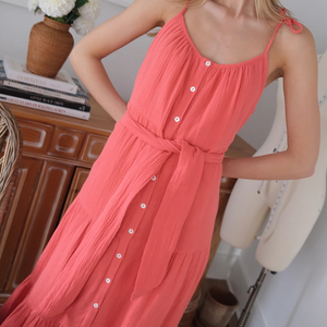 Marea  Siesta Gauze Dress - Guava
