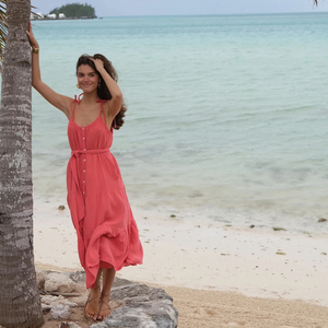 Marea  Siesta Gauze Dress - Guava