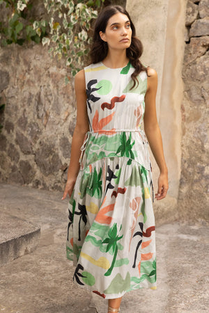 Oliphant Sleeveless Piped Maxi- Paradiso Petal