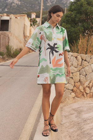 Oliphant Collared Shirt Dress Mini- Paradiso Petal