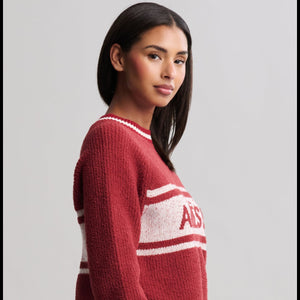 Barefoot Dreams CozyChic Cotton Apres Pullover - Crimson / Cream