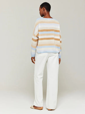 Brodie Doris Stripe Crew Sweater - Blue Mist