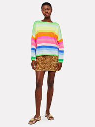 Brodie Doris Stripe Crew Sweater - Spring Green