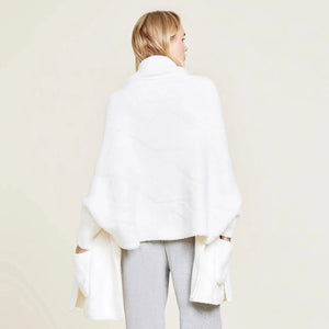 Barefoot Dreams CozyChic Cable Weave Blanket Wrap - Pearl