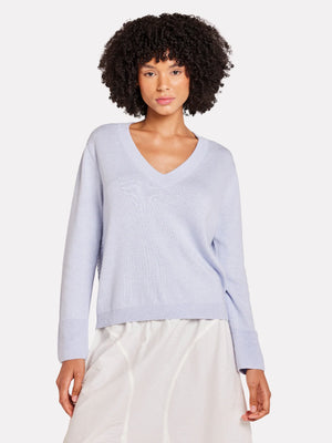 Brodie Flower Pointelle Back V Neck Jumper