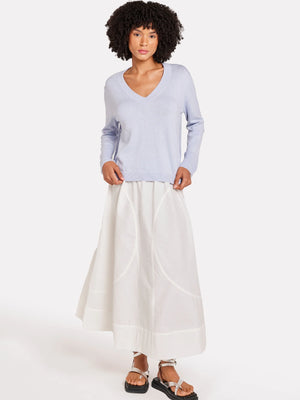 Brodie Flower Pointelle Back V Neck Jumper