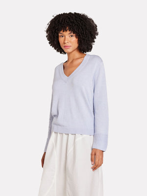Brodie Flower Pointelle Back V Neck Jumper