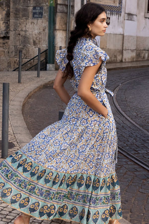 Oliphant  Collar Button Maxi Dress - Ivy