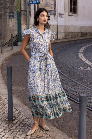 Oliphant  Collar Button Maxi Dress - Ivy