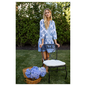 Marea Jeanine Dress - Indigo Striped Hollyhock