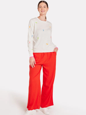 Brodie Lobster Embroidery Crew - White