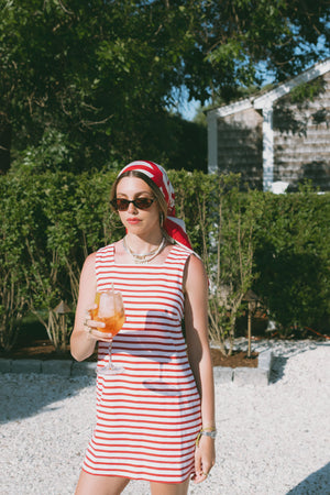 Marea Presley Shift Dress - Red Nautical Stripe