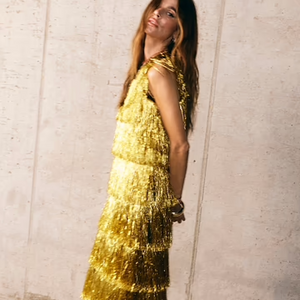 NFD Gold fringe dress