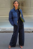 Never Fully Dressed Navy Pinstripe Reversible Puffer