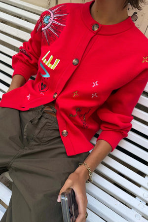 Never Fully Dressed Red Amore Forrest Cardigan