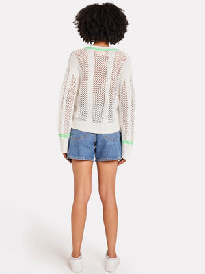 Brodie Open Cable V Neck - Ice Water