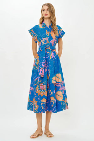 Oliphant Belted Shirt Dress - Antico Blue