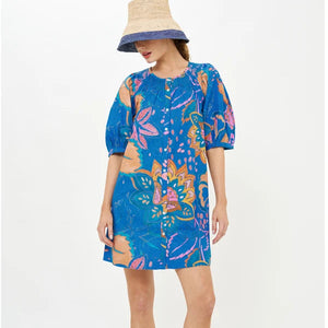 Oliphant Embroidered Button Mini- Antico Blue