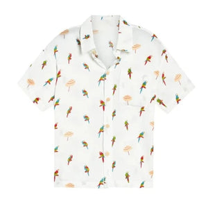 Kenny Flowers The Parrots and Palapas Boys Hawaiian Shirt - White