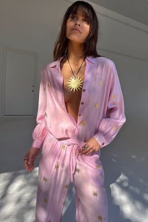 BDA Never Fully Dressed Miley Shirt - Pink with Sun Foil