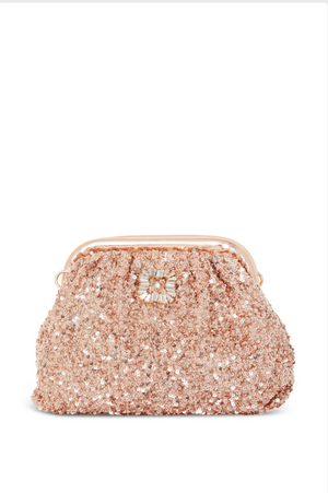 Never Fully Dressed Sequin Clutch Bag - Gold