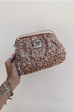 Never Fully Dressed Sequin Clutch Bag - Gold