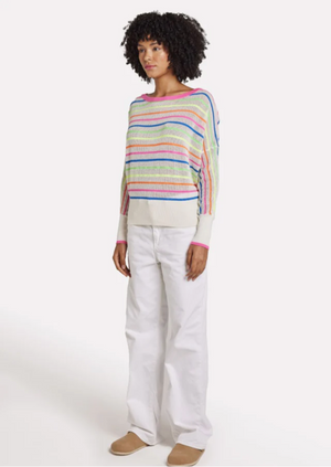 Brodie - Mini Stripe Relax Neck - Neon Stripes