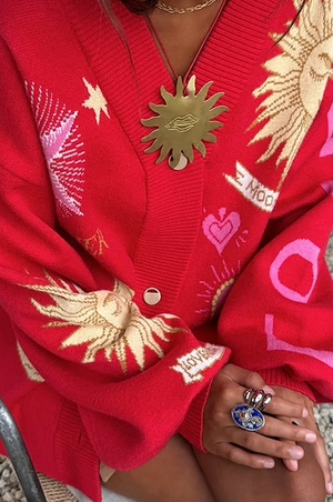 Never Fully Dressed Red Mystical Cardigan