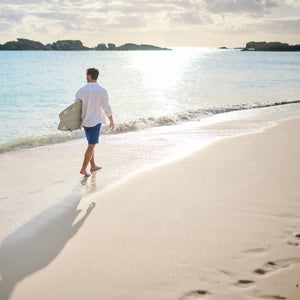 TABS White Linen Shirt and Navy Shorts
