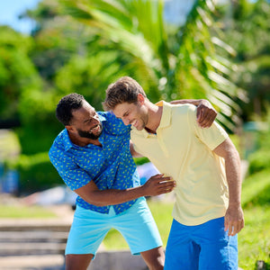 TABSBermudaMensYellowPolo_ParrotSSS_laughing