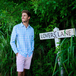 TABS Bermuda Mens Long Sleeve Shirt Check Pink Front