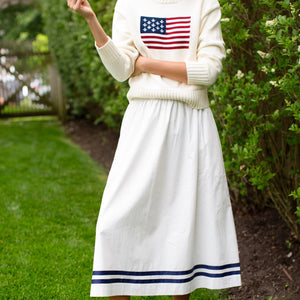 Marea Charlotte skirt - White with Navy Triim