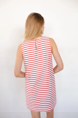Marea Presley Shift Dress - Red Nautical Stripe