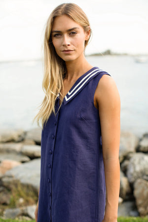 Marea Waterfront Shift Dress - Navy