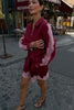 Never Fully Dressed Burgundy and Pink Lace Marley Shirt