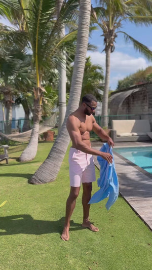 TABS Men's Long Sleeve Linen Shirt - Ocean Blue