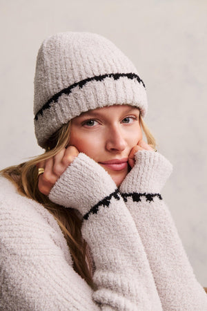 Barefoot Dreams CozyChic Ribbed Blanket Stitch Beanie - Stone
