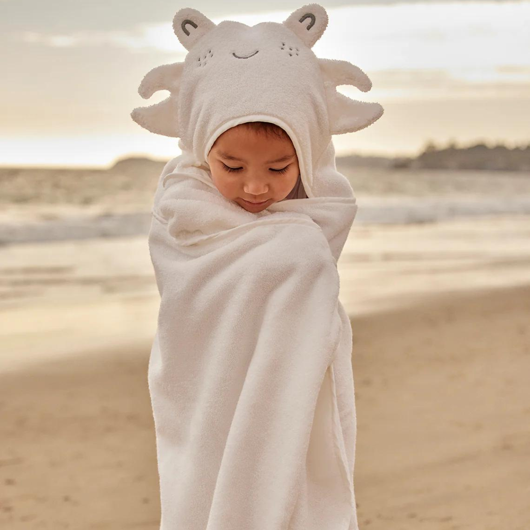 Barefoot Dreams Toddler Hooded Towel & Washcloth - Sea Salt