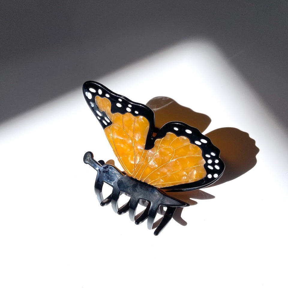 Solar Eclipse Monarch Butterfly Claw Hair Clip - Orange