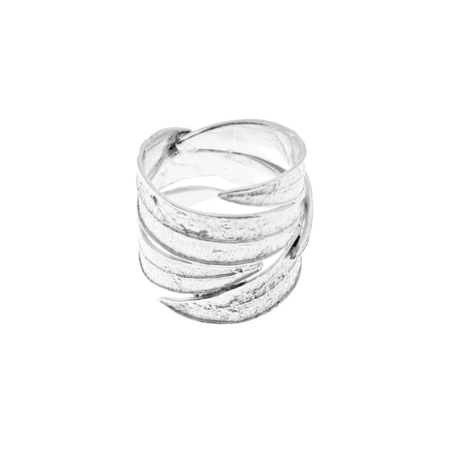 Airy Heights Design sterling silver oleander leaf wrap ring