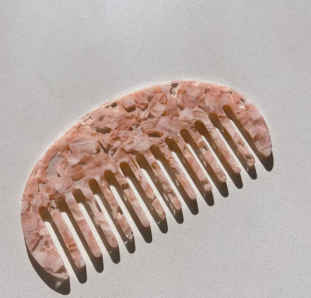 BDA Solar Eclipse Half Moon Acetate Hair Clip Comb - Coral Marble