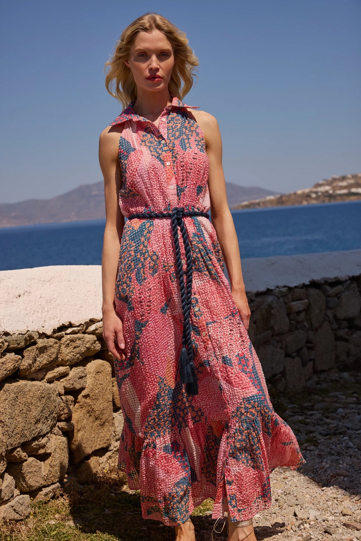 Oliphant Sleeveless Shirt Dress Maxi - Nautilus