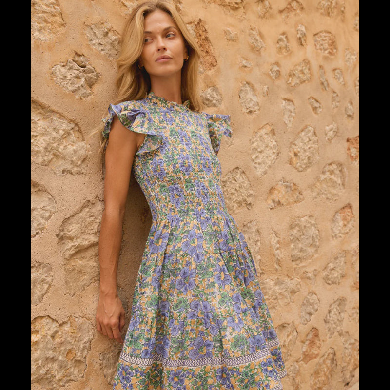 Oliphant Smocked Flirty Short- Matera Blue