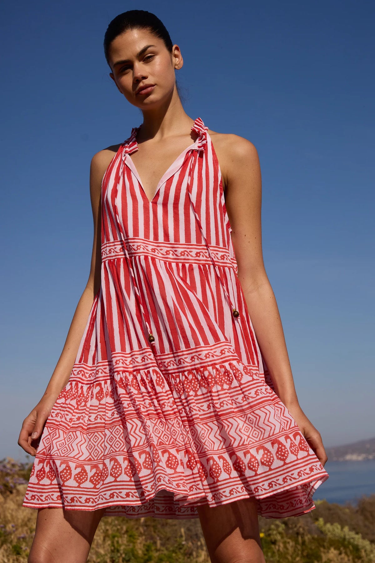 Oliphant Sleeveless Tiered Short - Santorini Red